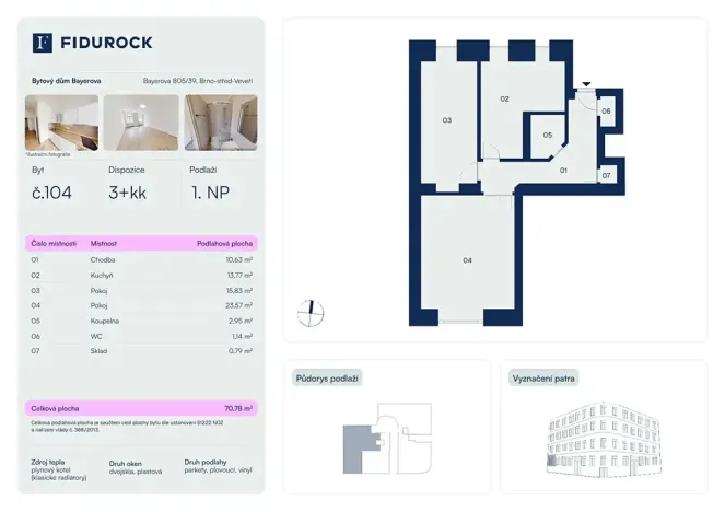 Prodej bytu 3+kk, Brno, Bayerova, 71 m2