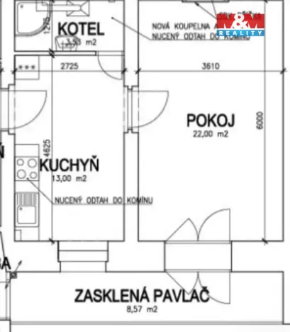 Pronájem bytu 2+kk, Praha - Nové Město, Dlážděná, 49 m2