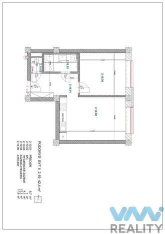 Pronájem bytu 2+kk, Ostrava, 30. dubna, 43 m2
