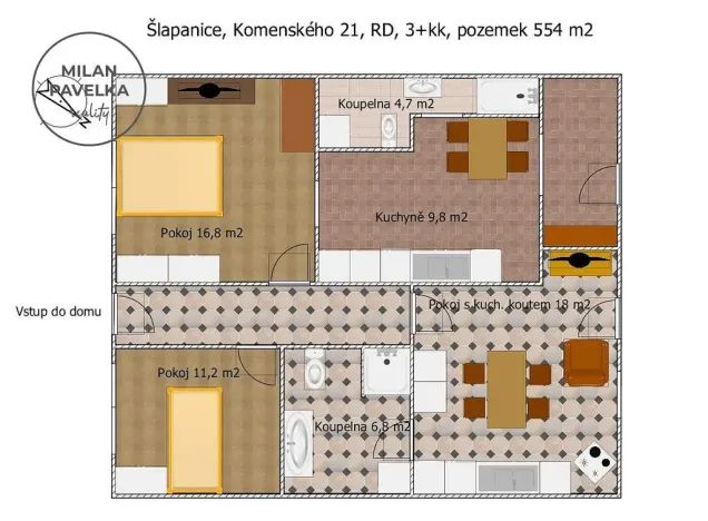 Prodej rodinného domu, Šlapanice, Komenského, 69 m2