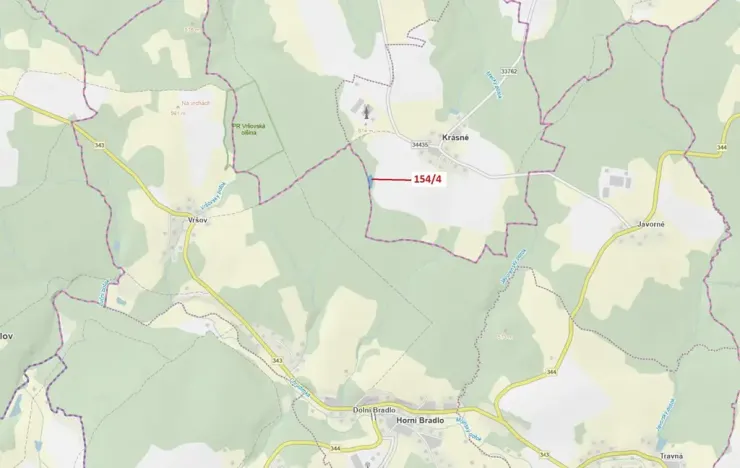 Dražba lesa, Krásné, 2471 m2