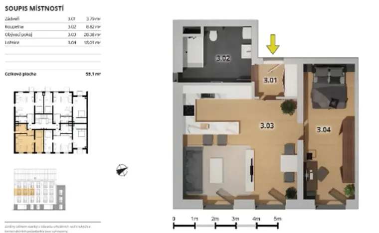 Pronájem bytu 2+kk, Český Brod, Antonína Balšánka, 59 m2