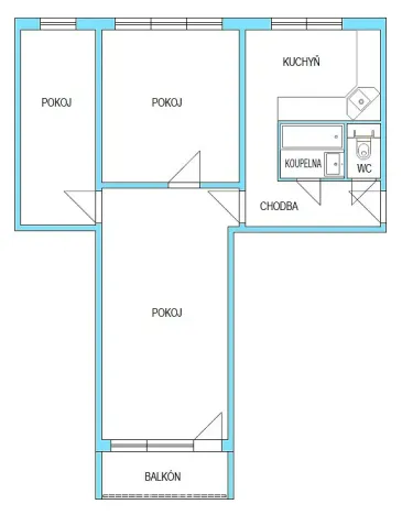 Pronájem bytu 3+1, Ostrava - Poruba, Žilinská, 63 m2