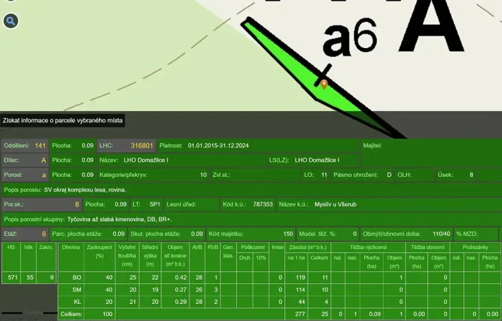 Prodej lesa, Všeruby, 892 m2