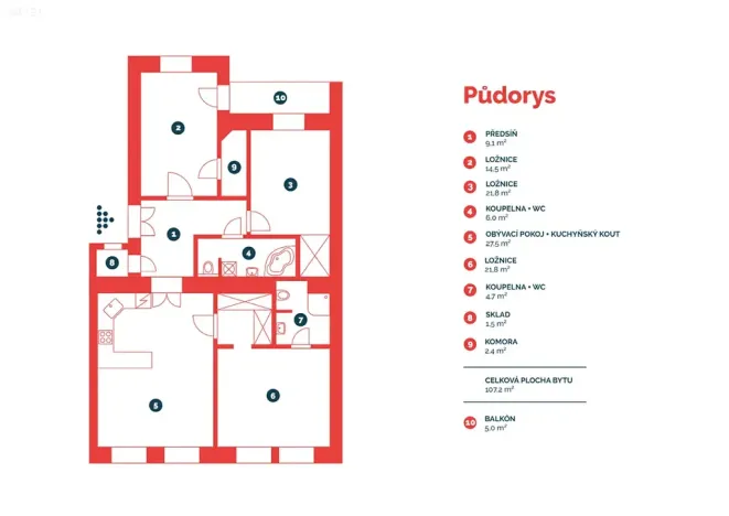 Pronájem bytu 4+kk, Praha - Karlín, Křižíkova, 107 m2