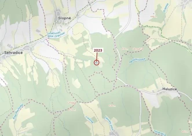 Dražba pozemku, Slopné, 1294 m2