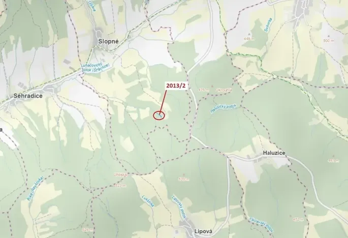 Dražba lesa, Slopné, 1363 m2