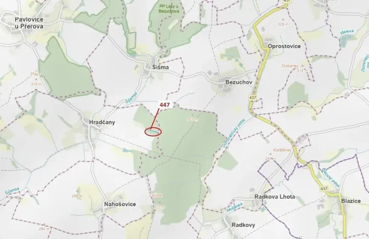 Dražba lesa, Hradčany-Kobeřice, 1989 m2