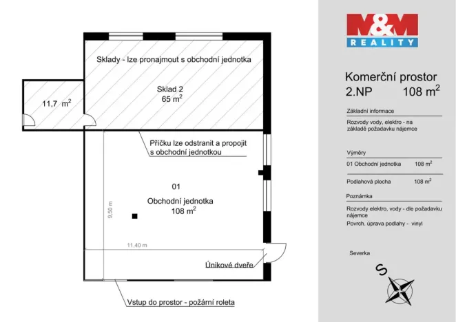 Pronájem obchodního prostoru, Benešov, Vnoučkova, 108 m2
