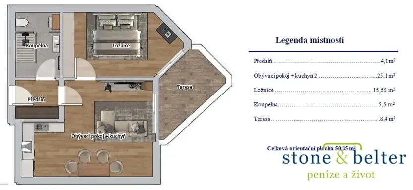 Pronájem bytu 2+kk, České Budějovice, Volejbalistů, 50 m2