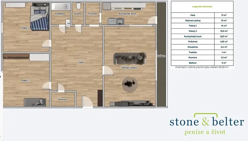 Prodej bytu 3+1, Praha - Vinohrady, Blanická, 83 m2
