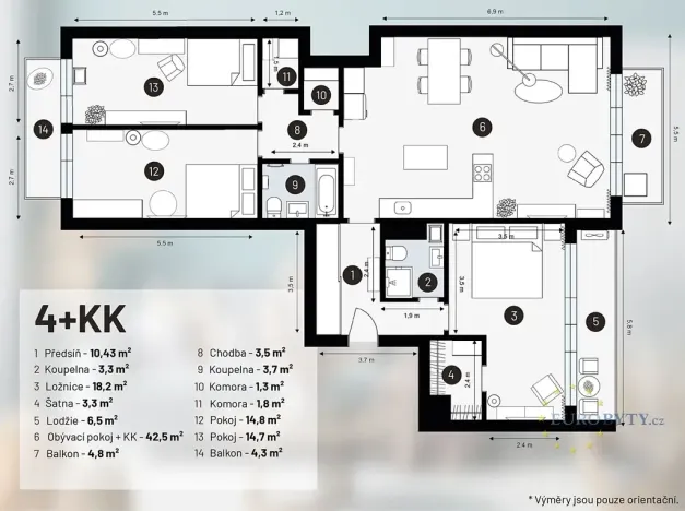 Pronájem bytu 4+kk, Praha - Podolí, Podolská, 133 m2