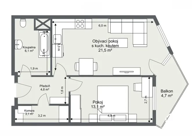 Pronájem bytu 2+kk, Praha - Hlubočepy, Ondrákové, 49 m2