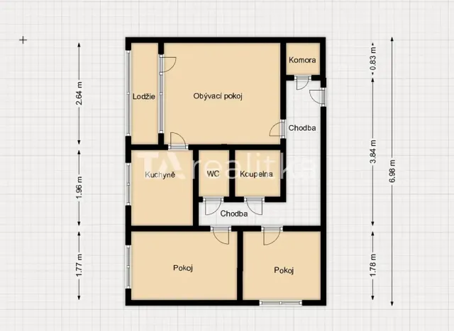 Pronájem bytu 3+1, Kopřivnice, 17. listopadu, 66 m2