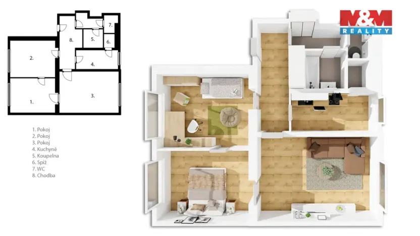 Prodej bytu 3+1, Praha - Krč, Budějovická, 79 m2