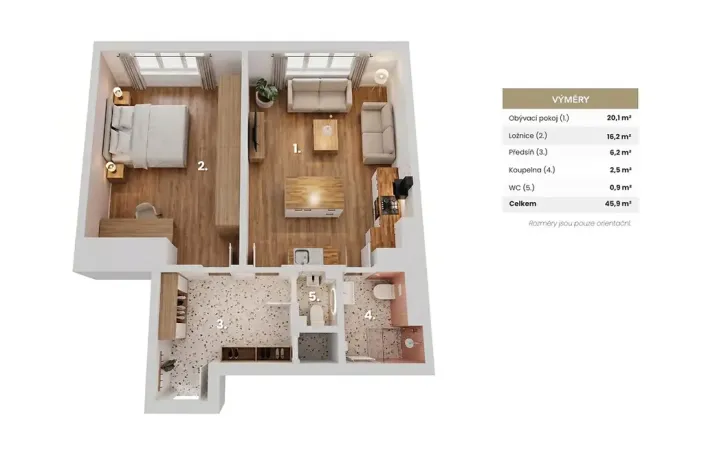 Pronájem bytu 2+kk, Praha - Michle, Počátecká, 49 m2