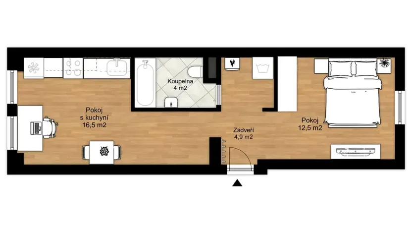 Pronájem bytu 2+kk, České Budějovice, Otakarova, 38 m2