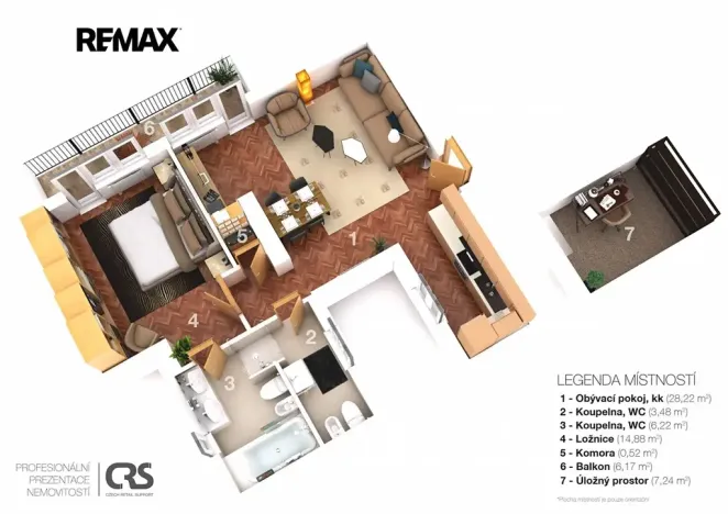 Pronájem bytu 2+kk, Praha - Vinohrady, Balbínova, 67 m2