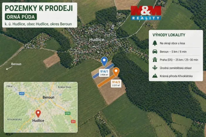 Prodej pole, Hudlice, 6151 m2