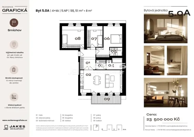 Prodej bytu 5+kk, Praha - Smíchov, Grafická, 98 m2