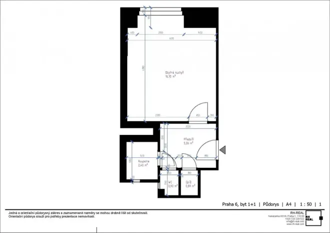 Prodej bytu 1+kk, Praha - Bubeneč, Zelená, 26 m2