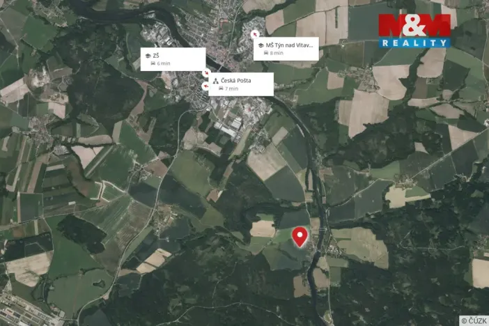 Prodej pozemku pro bydlení, Týn nad Vltavou - Hněvkovice na levém břehu Vltavy, 1869 m2