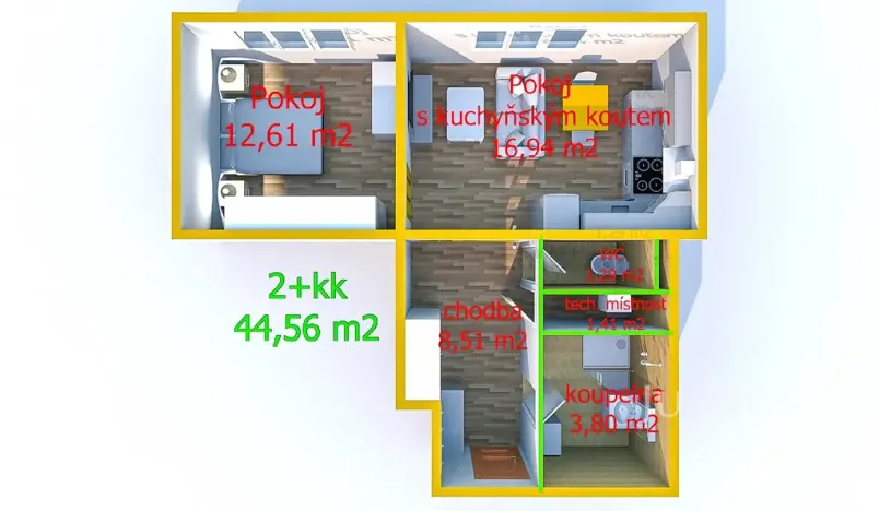 Pronájem bytu 2+kk, Staré Město, Mahenova, 45 m2