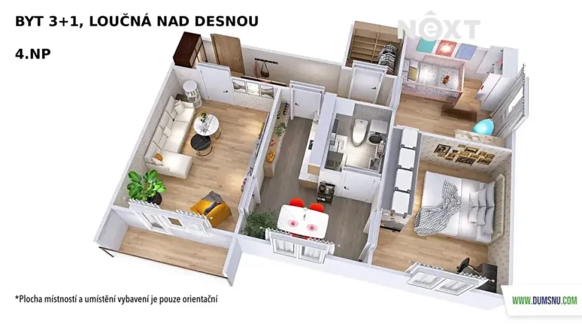 Prodej bytu 3+1, Loučná nad Desnou, 74 m2