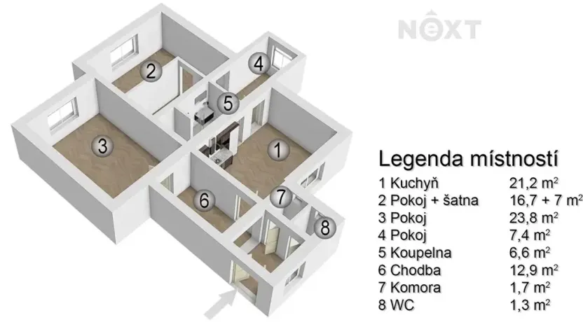 Prodej bytu 3+1, Němčice nad Hanou, Masarykova, 98 m2