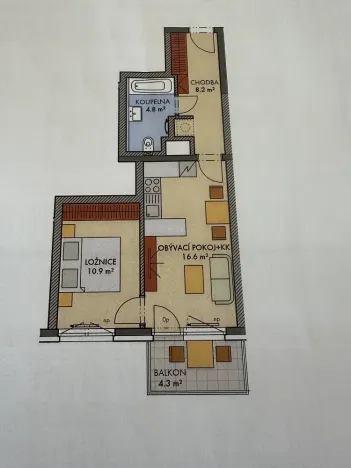 Pronájem bytu 2+kk, Praha - Dolní Měcholupy, Honzíkova, 43 m2