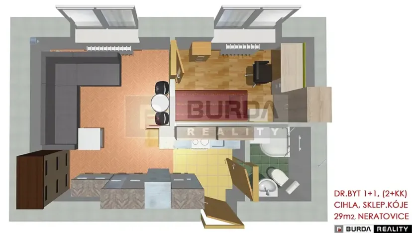 Pronájem bytu 2+kk, Neratovice, 28 m2