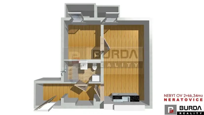 Pronájem bytu 2+kk, Neratovice, 35 m2