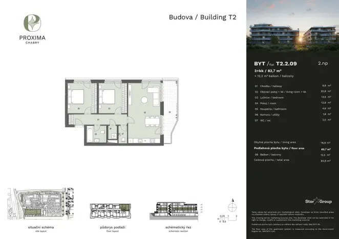 Prodej bytu 3+kk, Praha - Dolní Chabry, U jízdárny, 82 m2