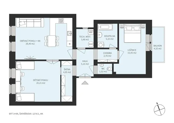 Prodej bytu 3+kk, Hradec Králové, Šafaříkova, 84 m2