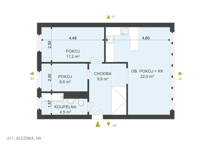Prodej bytu 3+kk, Hradec Králové, Slezská, 55 m2