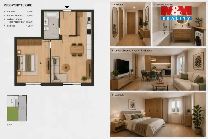 Prodej bytu 2+kk, Kralupy nad Vltavou, Vaníčkova, 53 m2