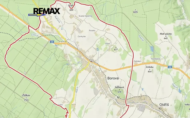 Prodej pozemku pro bydlení, Borová, 7429 m2