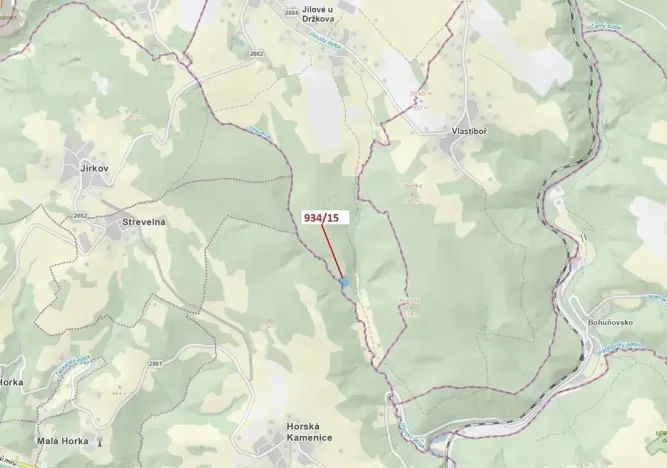 Dražba lesa, Jílové u Držkova, 3821 m2