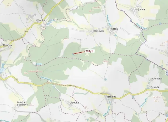 Dražba lesa, Psárov, 2949 m2