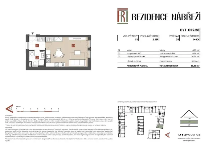 Prodej bytu 1+kk, Brandýs nad Labem-Stará Boleslav - Stará Boleslav, Nábřeží, 36 m2