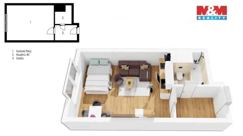 Prodej bytu 1+kk, Pardubice - Studánka, Pod Studánkou, 32 m2