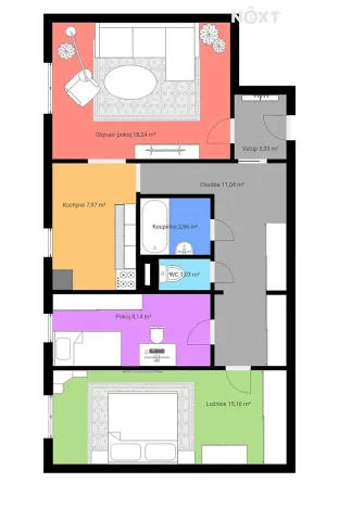 Prodej bytu 3+1, Hluboká nad Vltavou, Nerudova, 67 m2