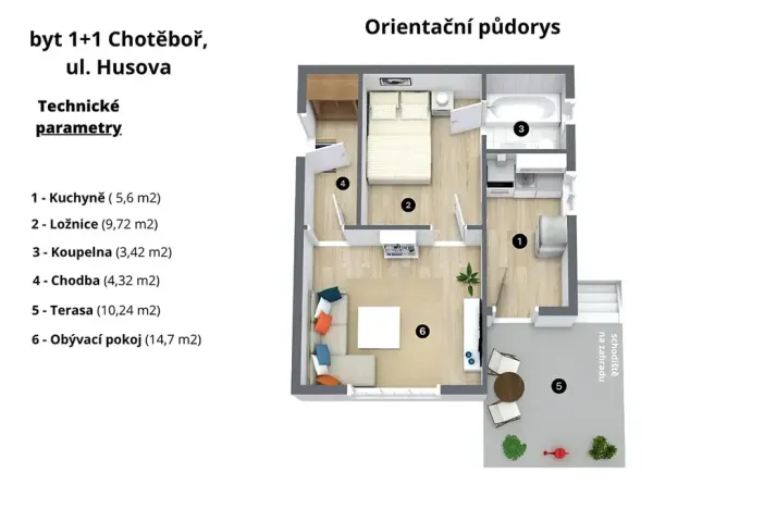 Prodej bytu 1+1, Chotěboř, Husova, 72 m2