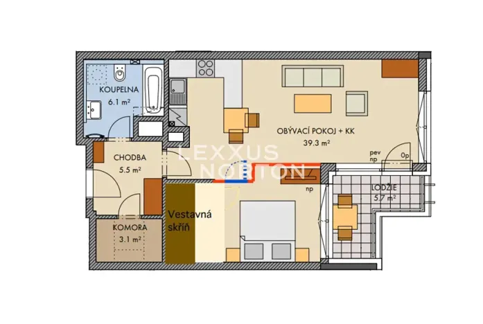 Pronájem bytu 2+kk, Praha - Hlubočepy, náměstí Olgy Scheinpflugové, 60 m2