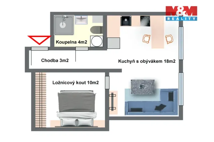 Prodej bytu 1+kk, Doubravčice, V bytovkách, 35 m2