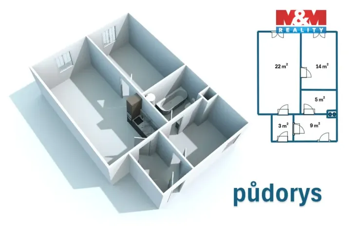 Pronájem bytu 2+1, Kolín - Kolín I, Husova, 53 m2