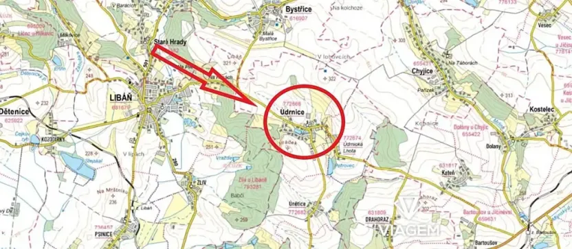 Prodej pole, Údrnice, 635 m2