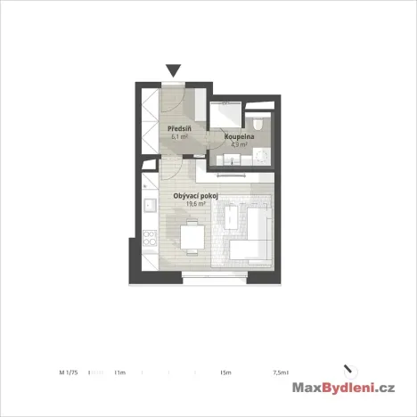 Pronájem bytu 1+kk, Liberec, Polní, 35 m2