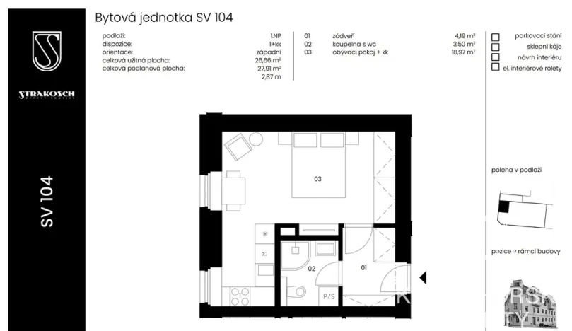Pronájem bytu 1+kk, Kutná Hora, Pod Valy, 28 m2