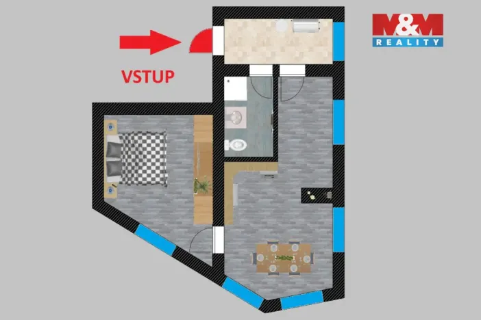 Pronájem bytu 2+kk, Kolín - Kolín II, Pražská, 42 m2